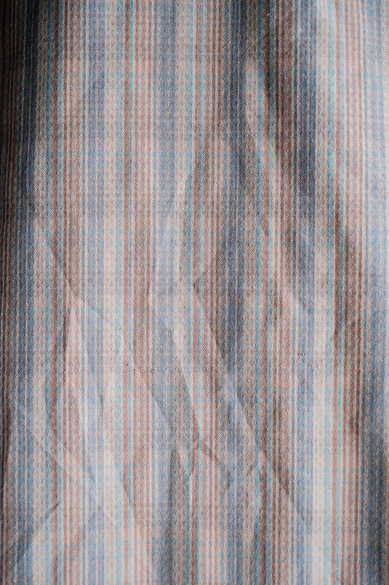 ［~50's］French Vintage Brown Cotton Striped Raglan Sleeve Hunting Jacket With Chin Strap "Unusual Pattern"