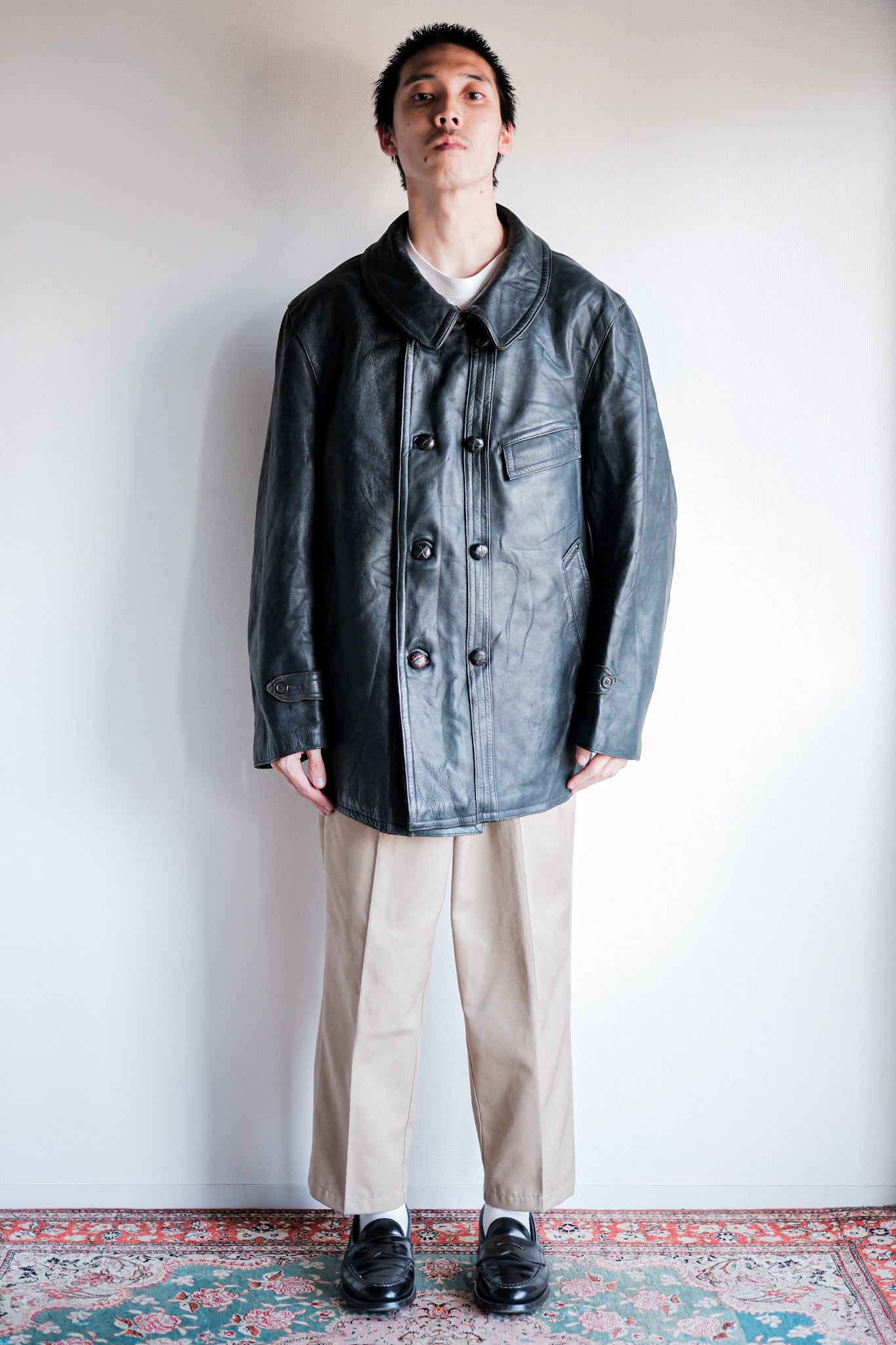 ［~60's］French Vintage Le Corbusier Leather Work Jacket Size.56