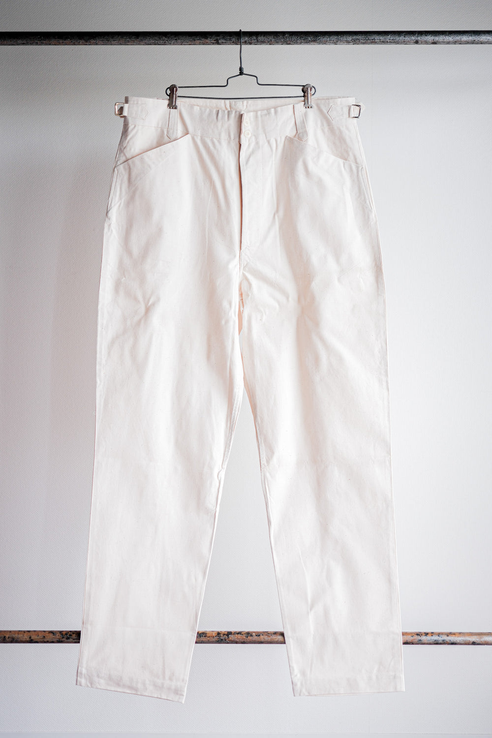 【~50's】French Vintage Cotton Linen Work Pants Size.2 "Dead Stock"