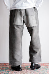 [~ 40's] French Vintage Grey Cotton Pique Work Ows "Patchwork"