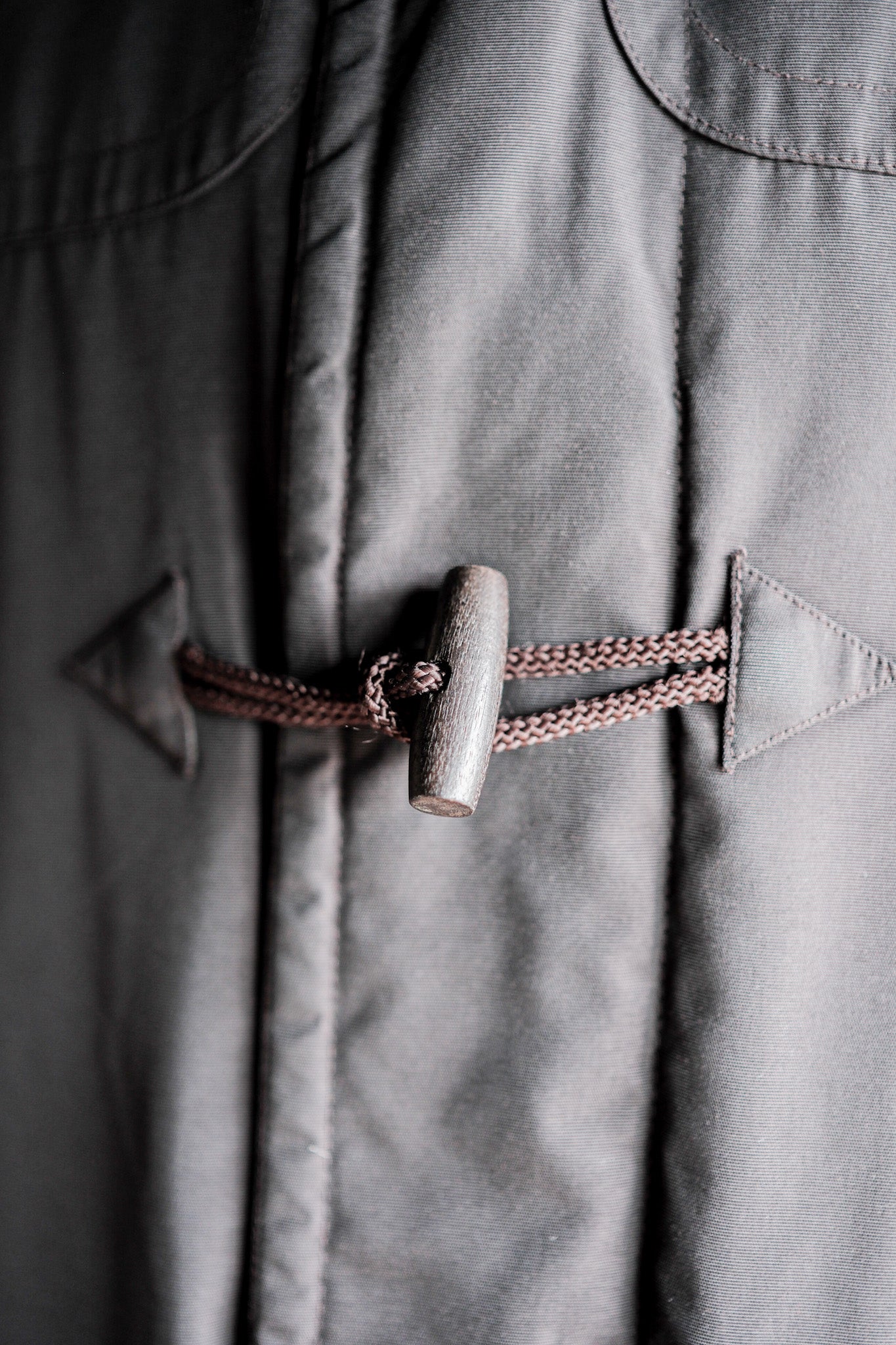 ［~90's］Old Hermès Paris Dark Brown Polyamide Duffle Coat Size.54