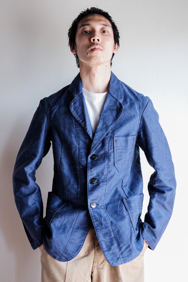 【~60’s】French Vintage Blue Moleskin Lapel Work Jacket "VETVOR"