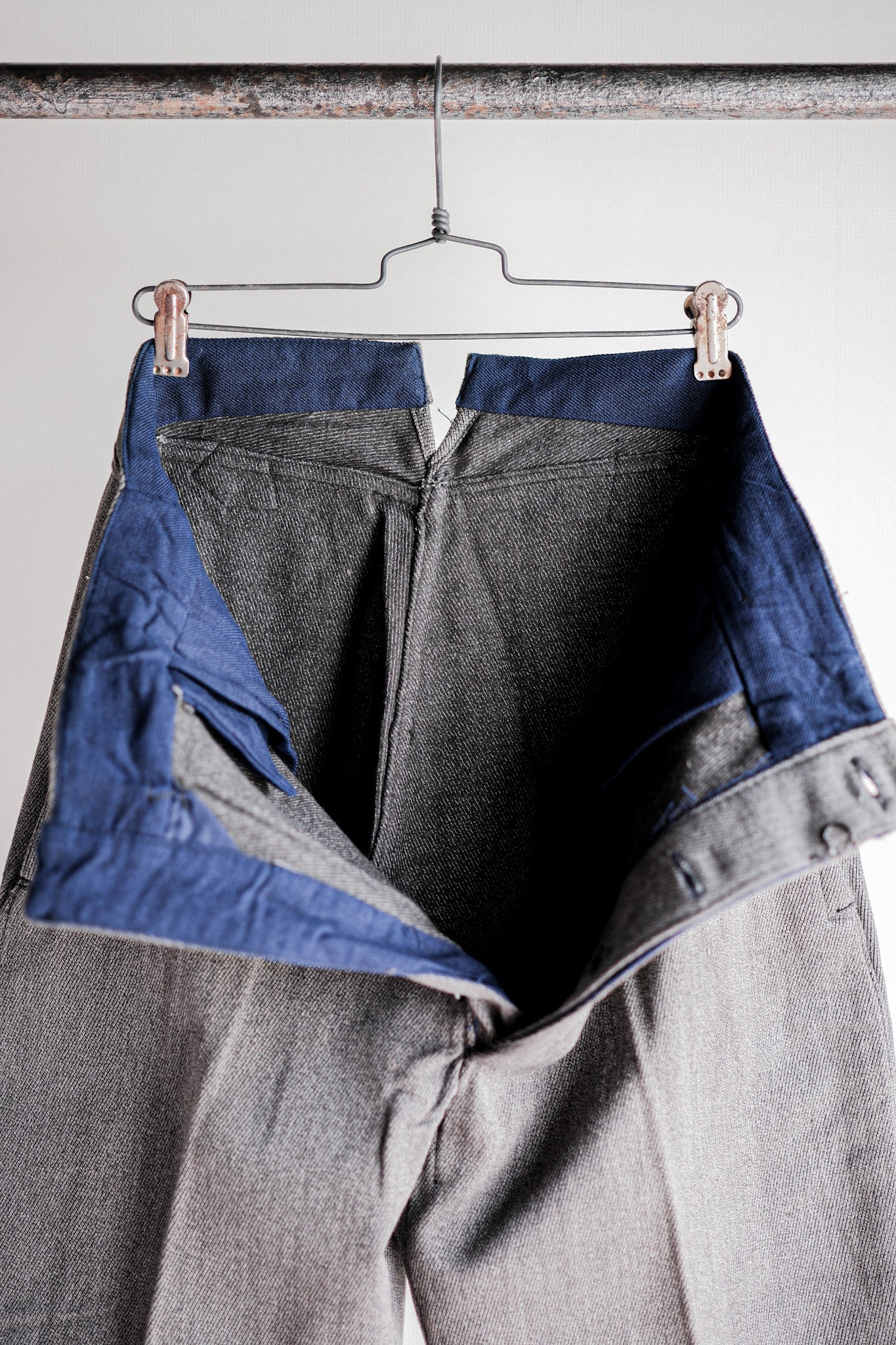 ［~30's］French Vintage Salt & Pepper Cotton Twill Work Pants "Dead Stock"