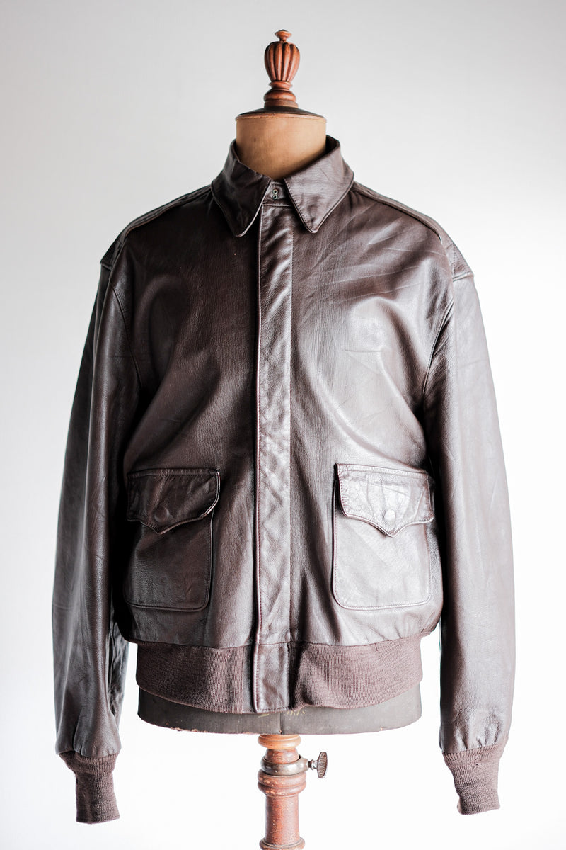 [~ 80's] Willis & Geiger A-2 Type Leather Jacket Size.44 "Made in US.A"