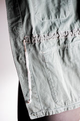 【~50's】French Vintage Green Cotton Twill 4 Pockets Work Jacket "Unusual Pattern"