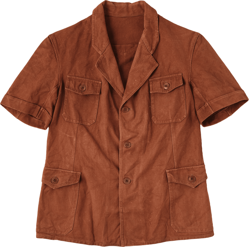 【~50's】Europe Vintage Reddish Brown Cotton S/S Shirt Jacket