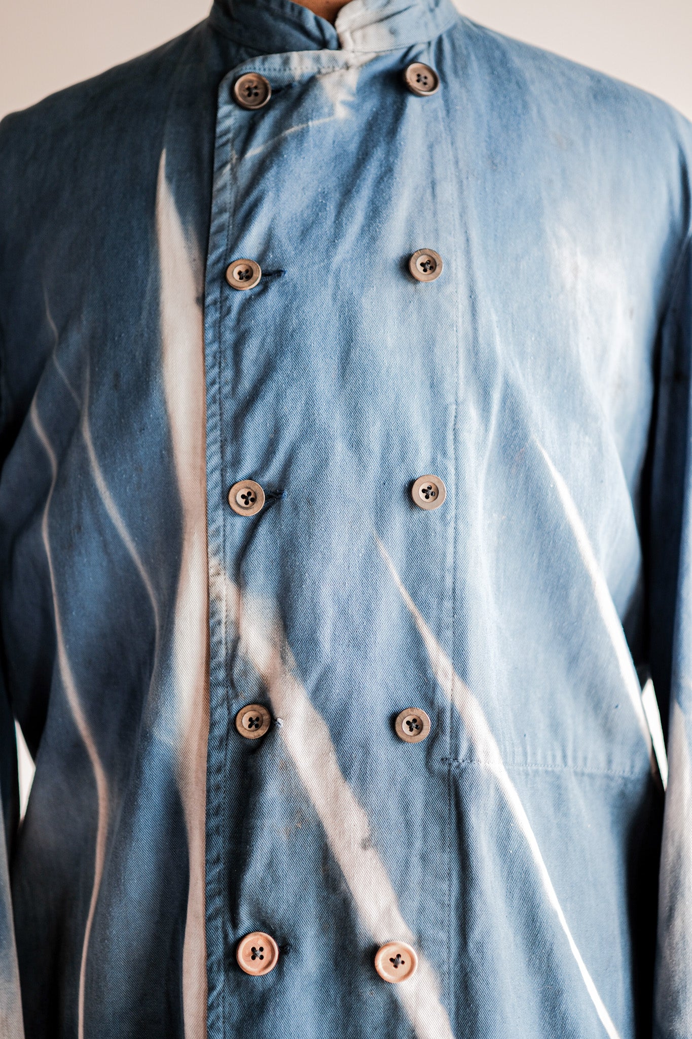 Veste de travail à double poitrine en coton indigo "Karim Hadjab" "4 Seasons"
