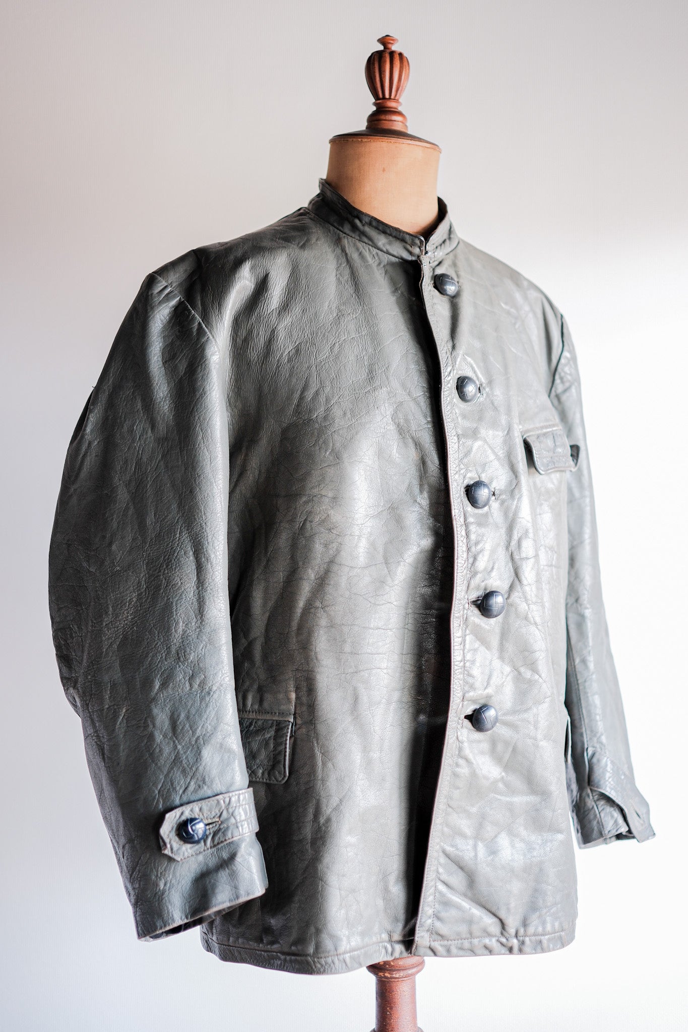 ［~40's］WWⅡ German Navy U-Boat Crew Gray Leather Jacket "Kriegsmarine"