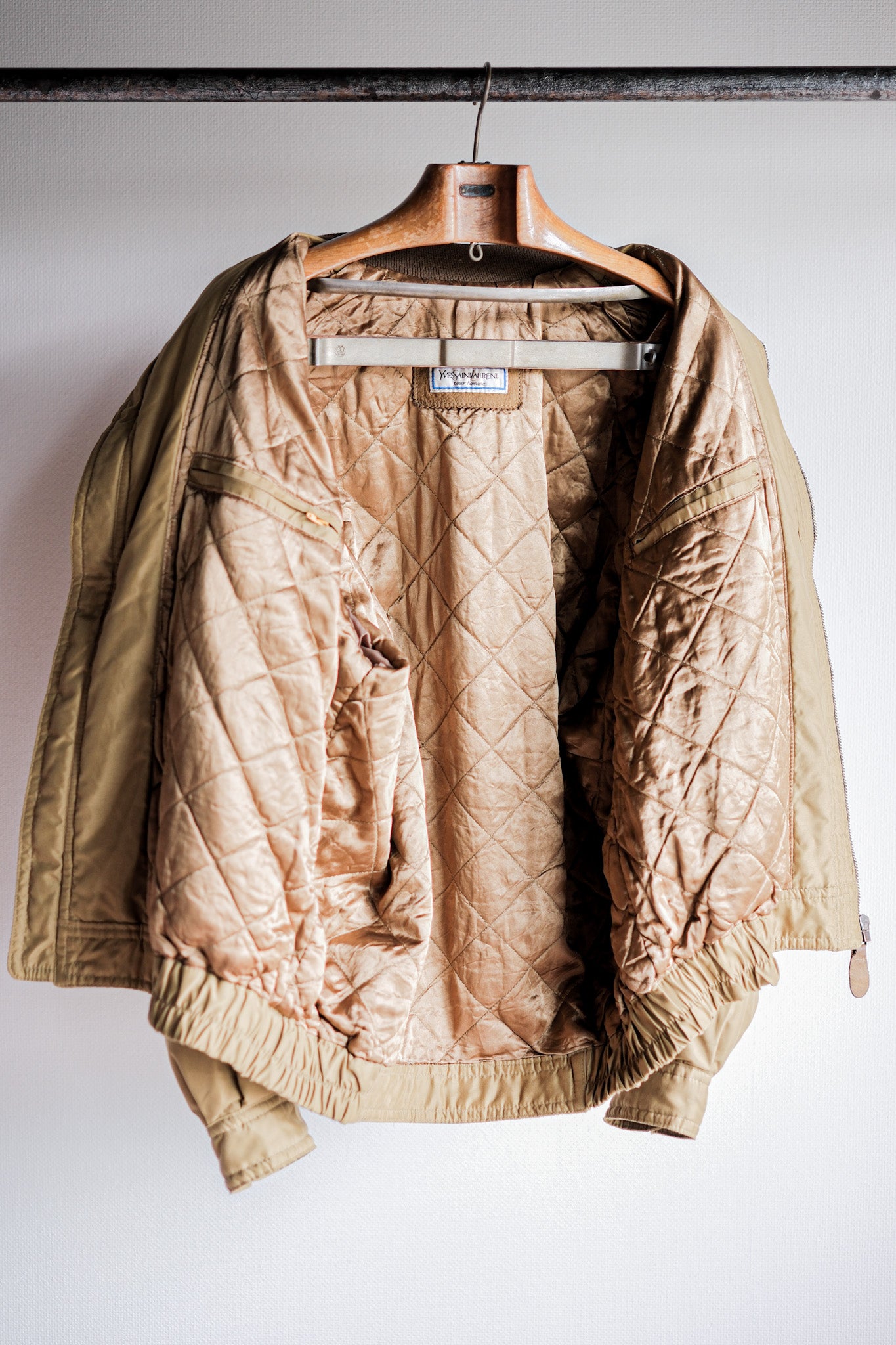 ［~80's］Old Yves Saint Laurent Nylon Quilting Blouson With Chin Strap "Pour Homme"