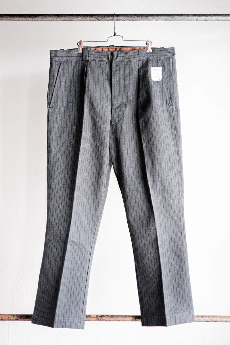 【~40's】French Vintage Salt & Pepper Cotton Striped Work Pants "Dead Stock"