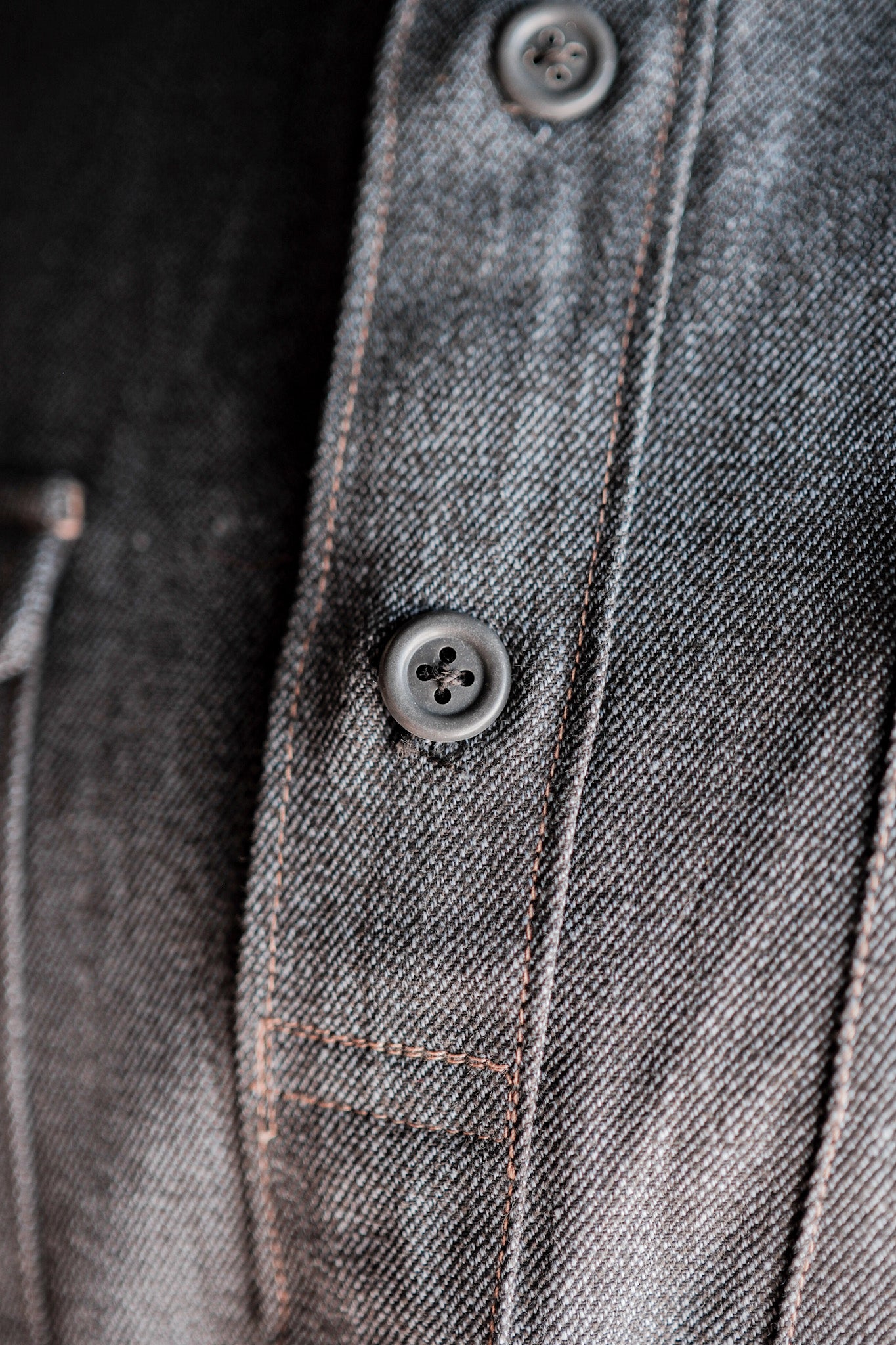 【~50's】Europe Vintage Salt & Pepper Cotton Smock "Dead Stock"