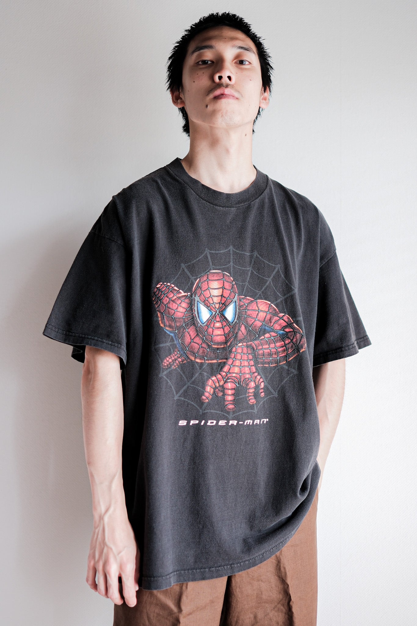 [~ 00's] หนังวินเทจพิมพ์เสื้อยืดขนาด XL "Spider-Man" "Made in US.A"