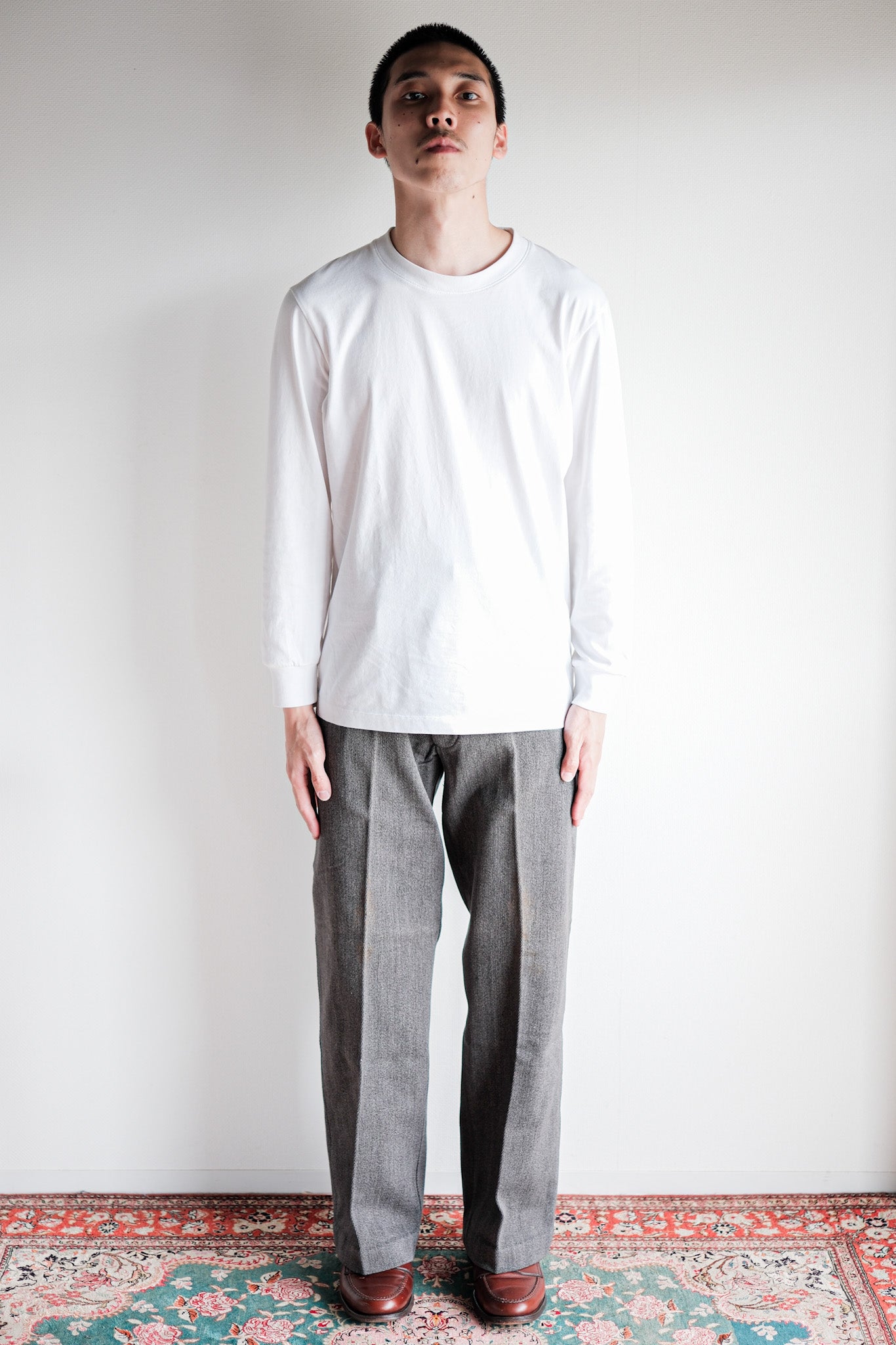 ［~30's］French Vintage Salt & Pepper Cotton Twill Work Pants "Dead Stock"