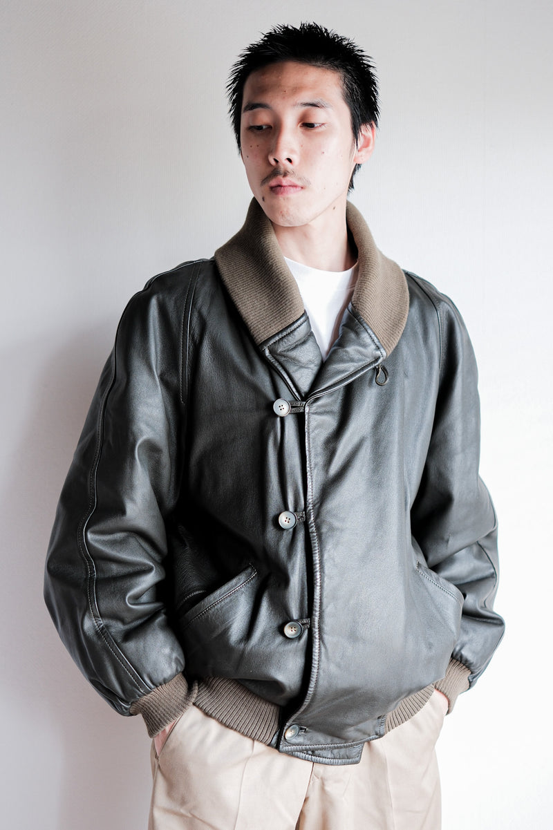 [~ 80's] old Christian Dior Shawl Collar หนัง blouson size.50