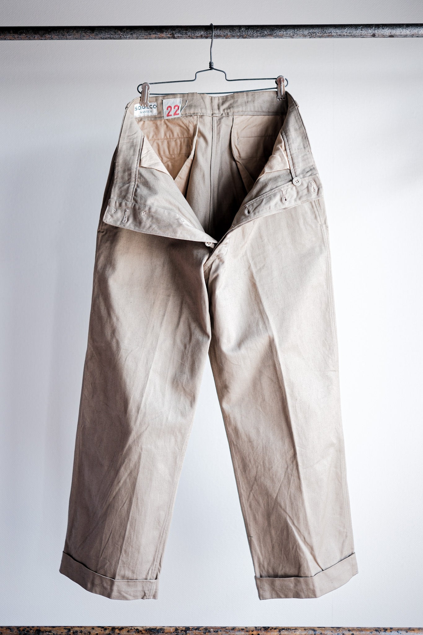 [~ 60's] French Army M52 CHINO TROUSERS SIZE.22 "Dead Stock"