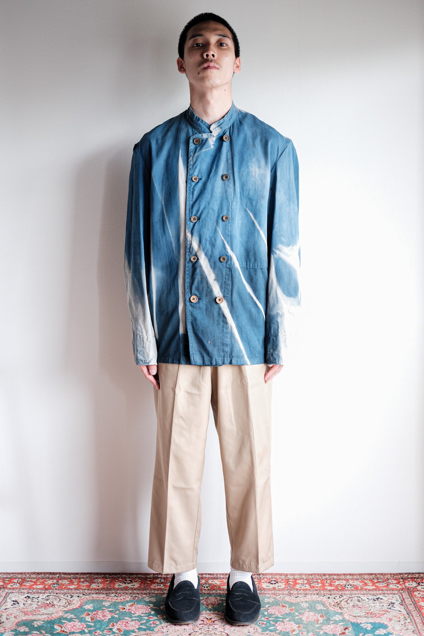Veste de travail à double poitrine en coton indigo "Karim Hadjab" "4 Seasons"