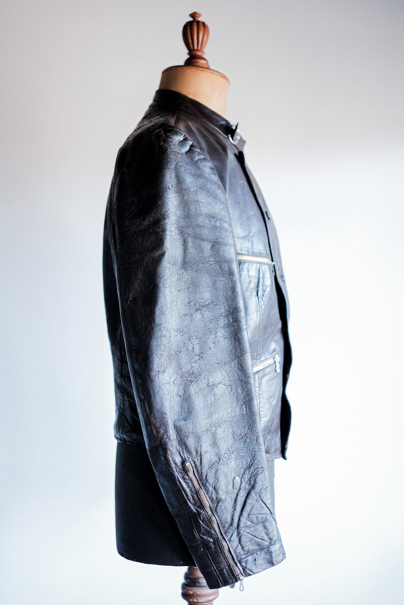 【~40's】German Vintage Double Breasted Motorcycle Leather Jacket