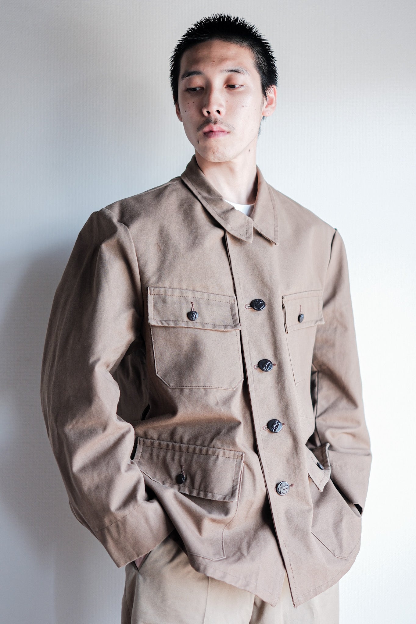 ［~50's］French Vintage Cotton Linen Canvas Hunting Jacket "Dead Stock"