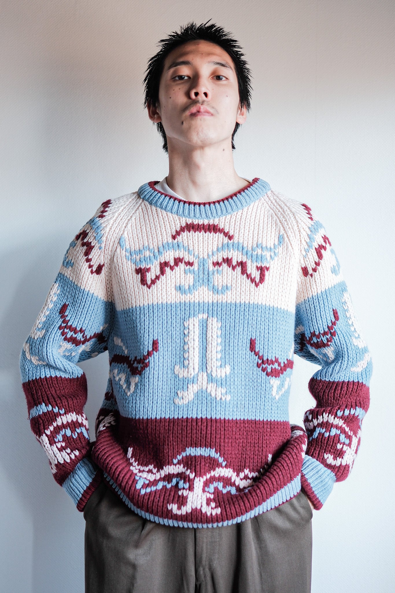 ［~60's］British Vintage Fisherman Crew Neck Wool Jumper "Handmade"