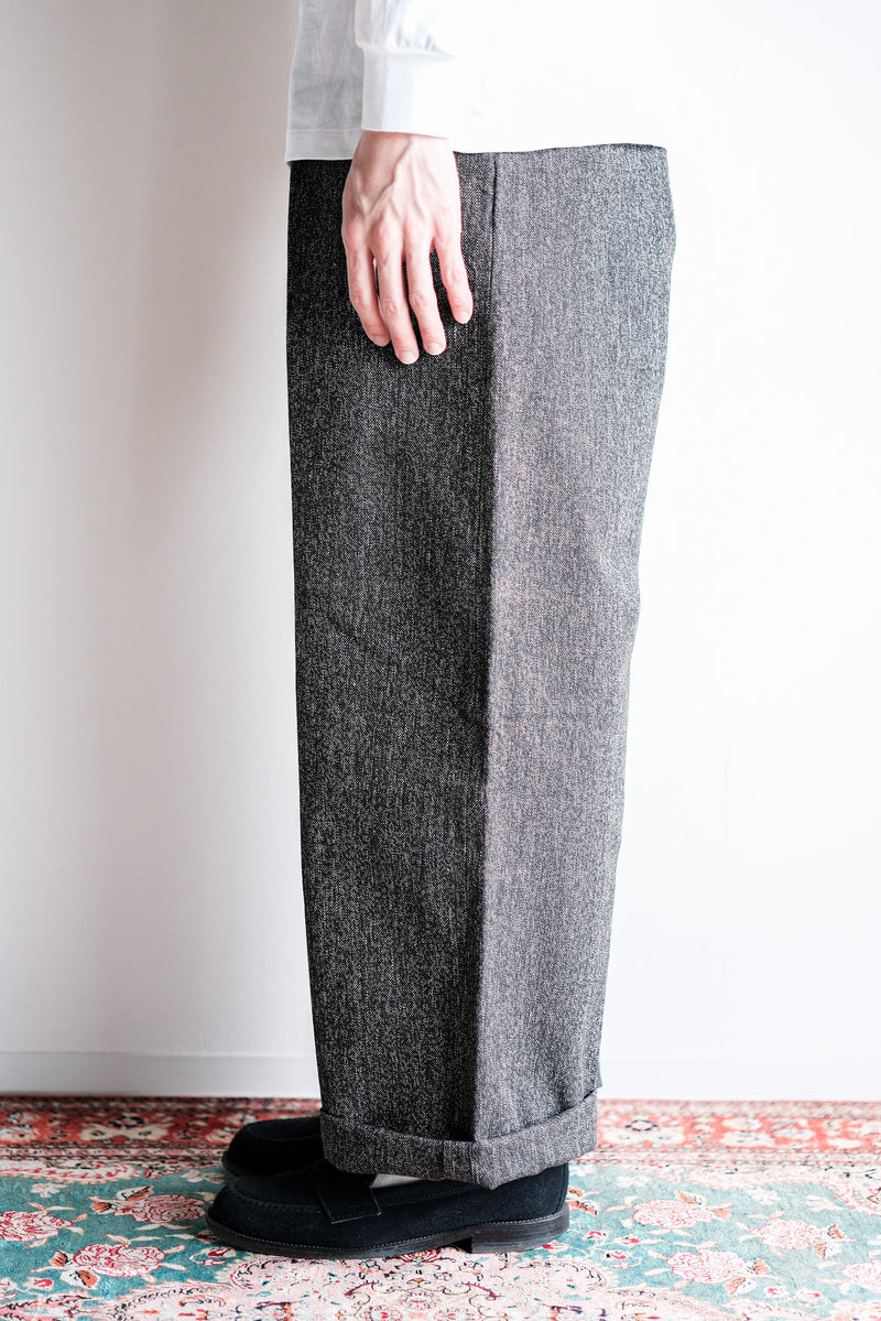 [~ 30's] French Vintage Black Chambray Work Pants "Dead Stock"