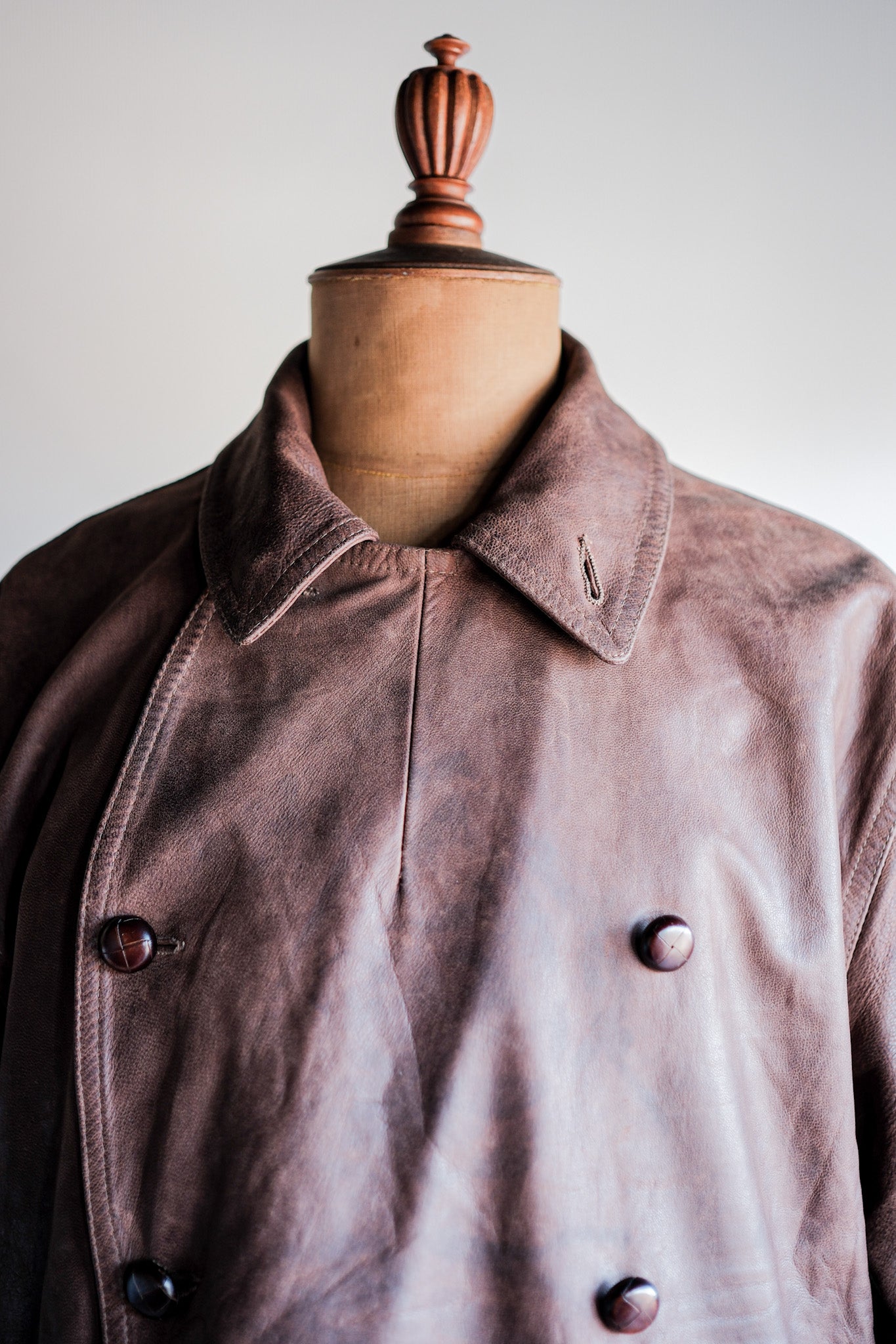 [~ 80's] Italian Vintage Double Breasted Leather Jacket Size.52