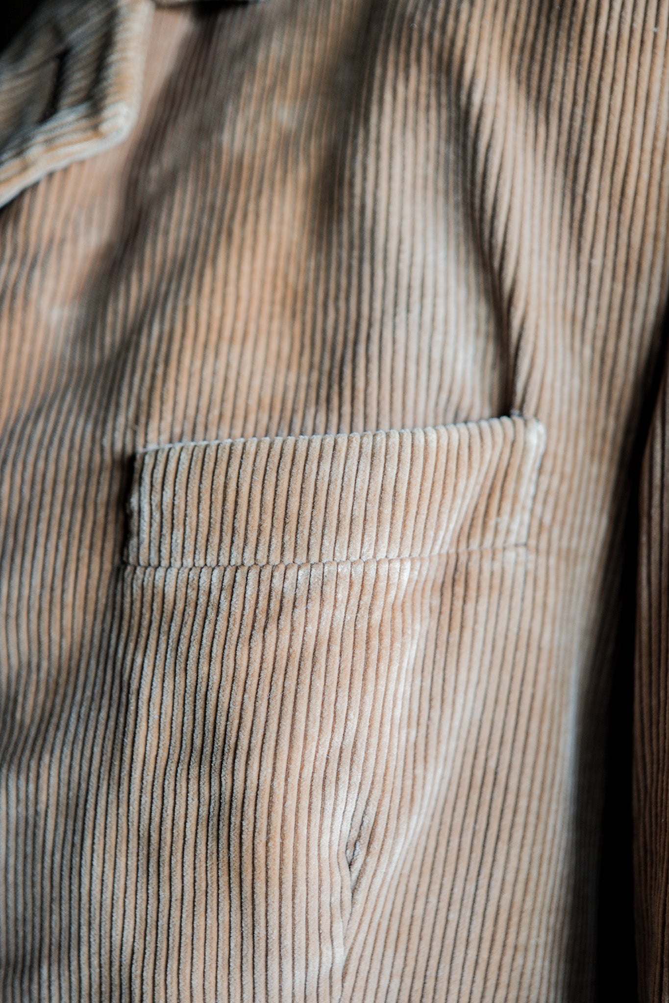 [〜60年代]法國復古黃棕色燈芯絨翻領工作夾克