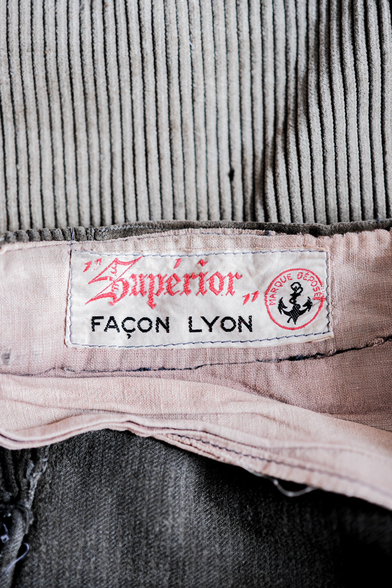 ［~40's］French Vintage Brown Corduroy Work Pants "Boro"
