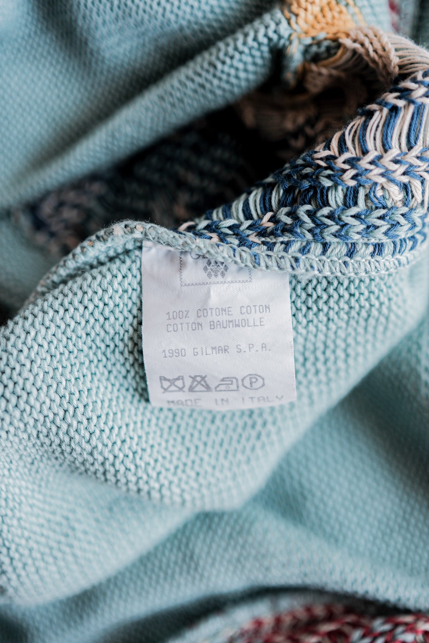 ［~90's］Italian Vintage Cotton Argyle Cardigan