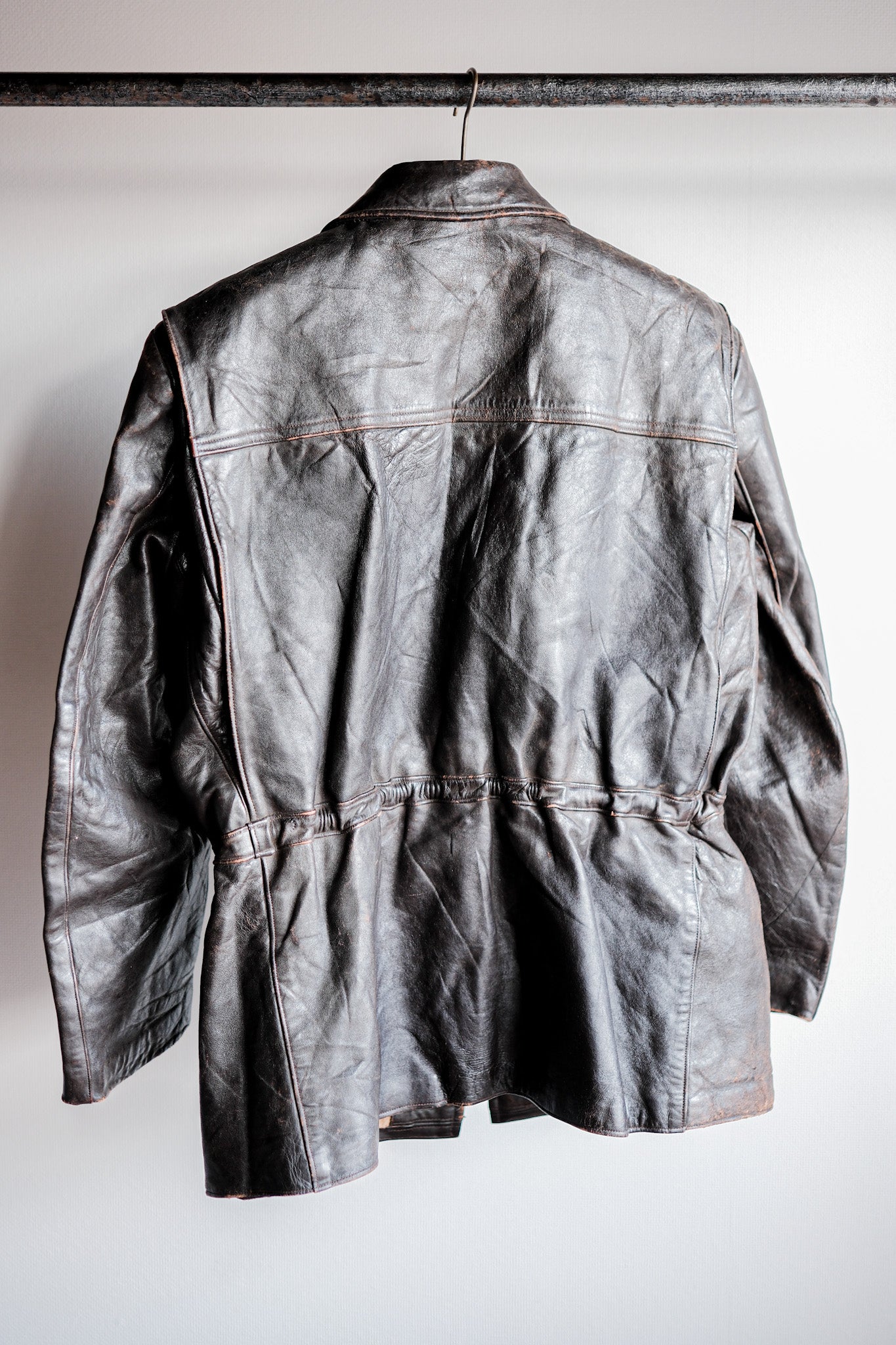 【~50's】French Vintage Cyclist Leather Jacket Size.52 "Adolphe Lafont"
