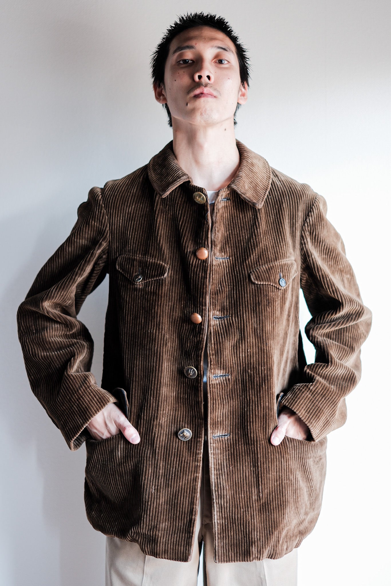 [~ 40's] Veste de chasse au gardien de jeu en velours contre toilettes vintage française