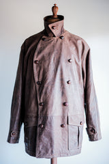 【~80's】Italian Vintage Double Breasted Leather Jacket Size.52