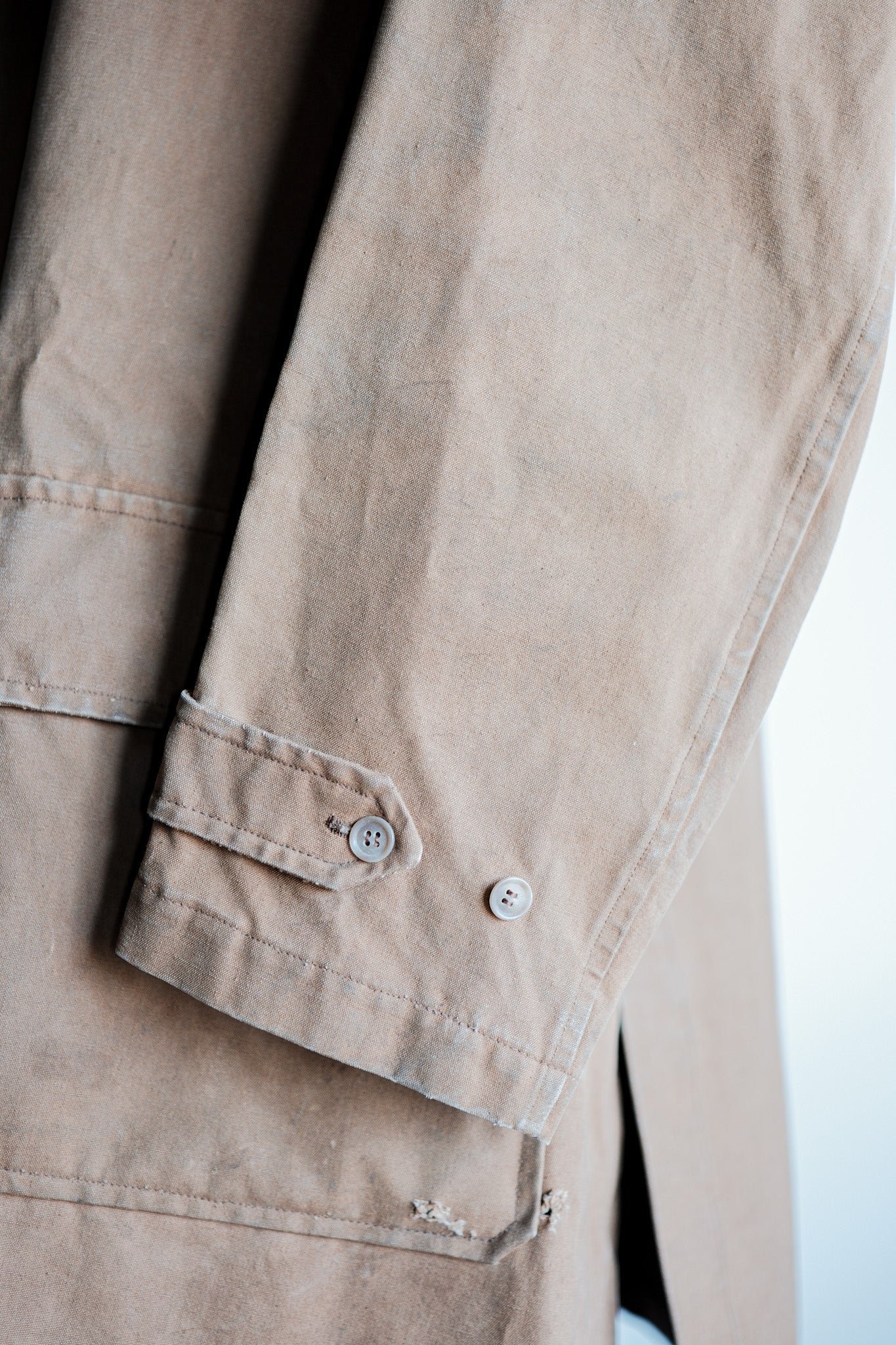 ［~40's］French Vintage Cotton Linen Canvas Work Half Coat