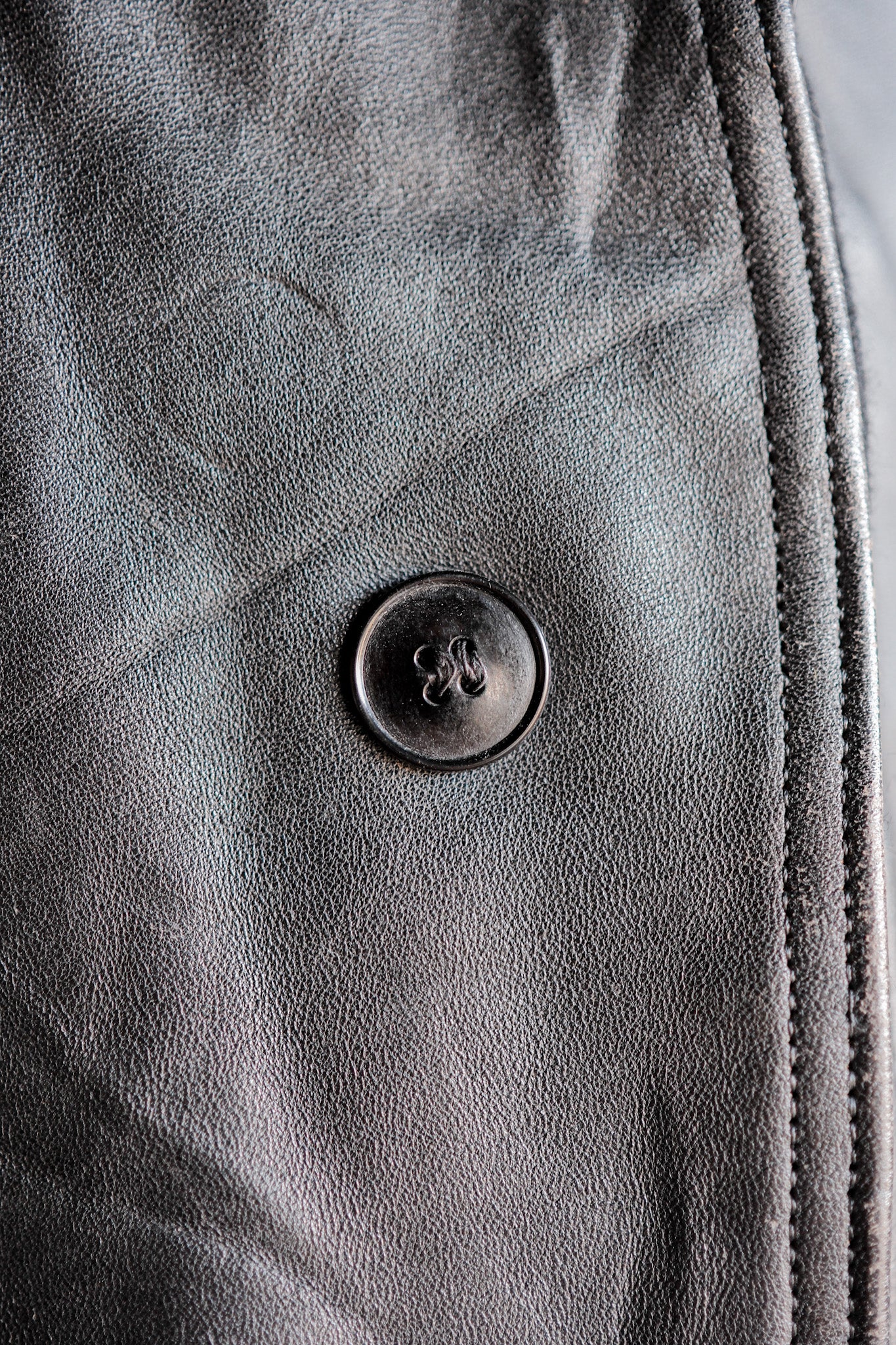 ［~60's］French Vintage Black Leather Work Jacket "Wool Collar"