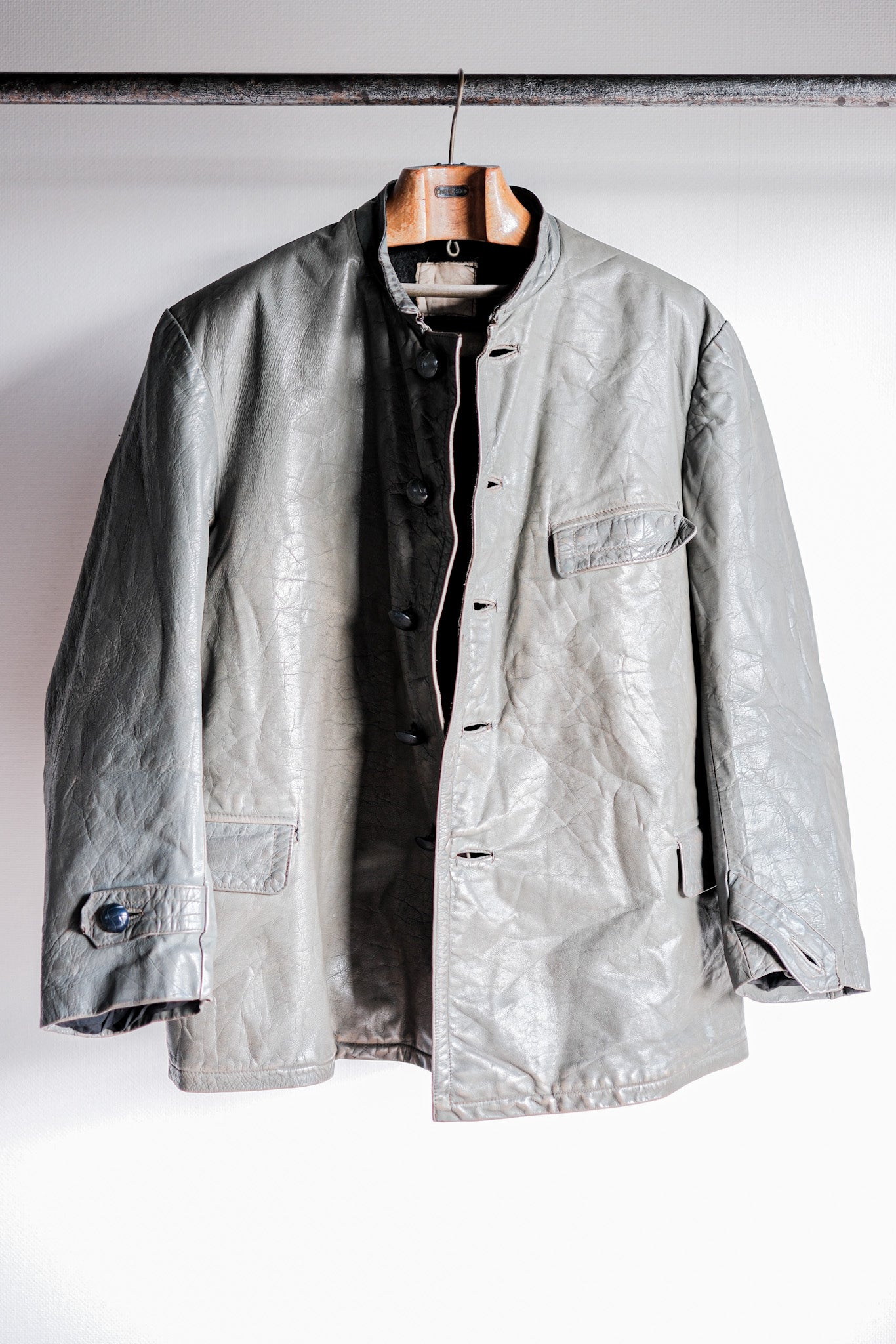 ［~40's］WWⅡ German Navy U-Boat Crew Gray Leather Jacket "Kriegsmarine"