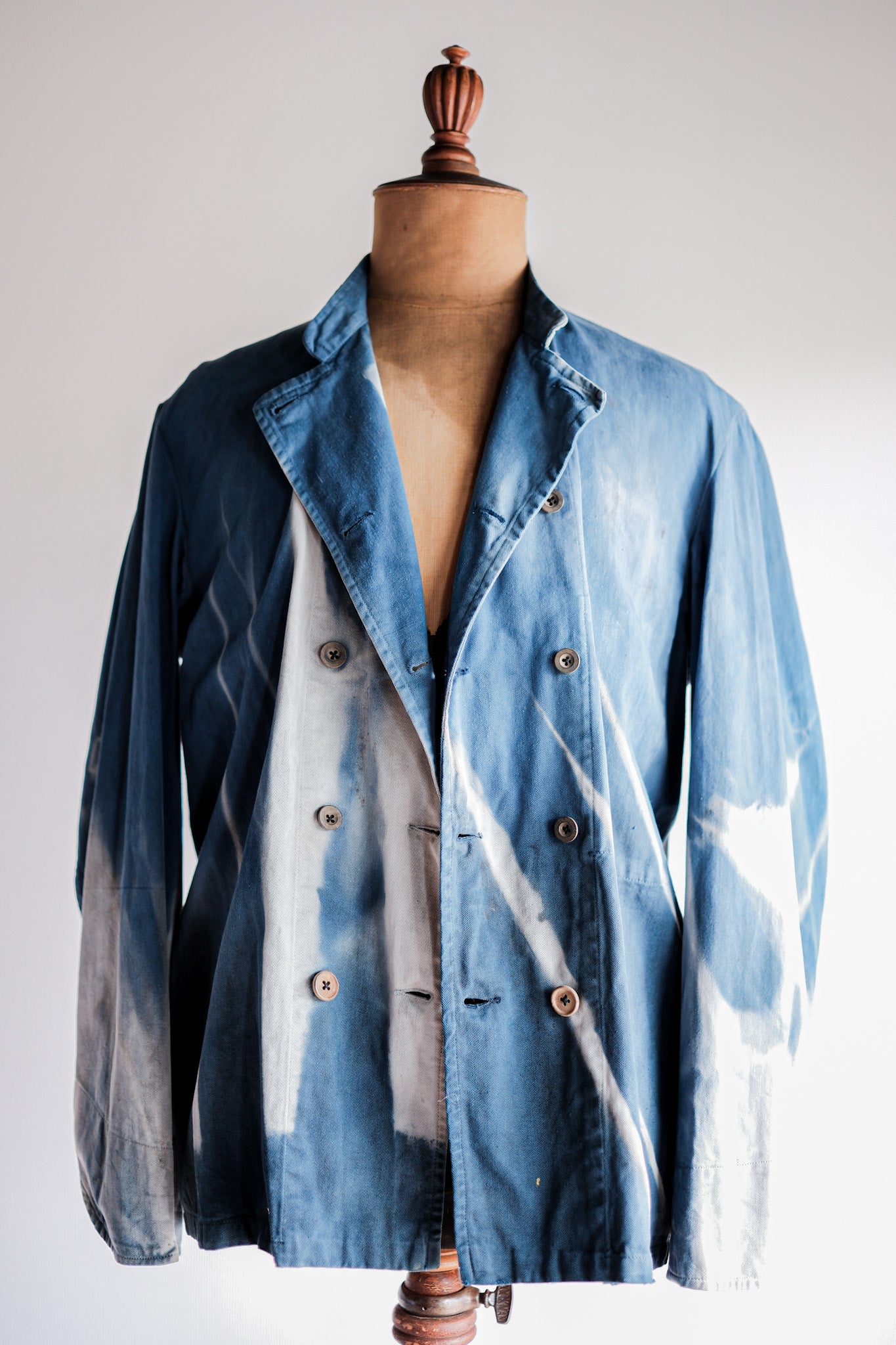 Indigo Cotton Twill Double Breasted Work Jacket "Karim Hadjab" "4Seasons"