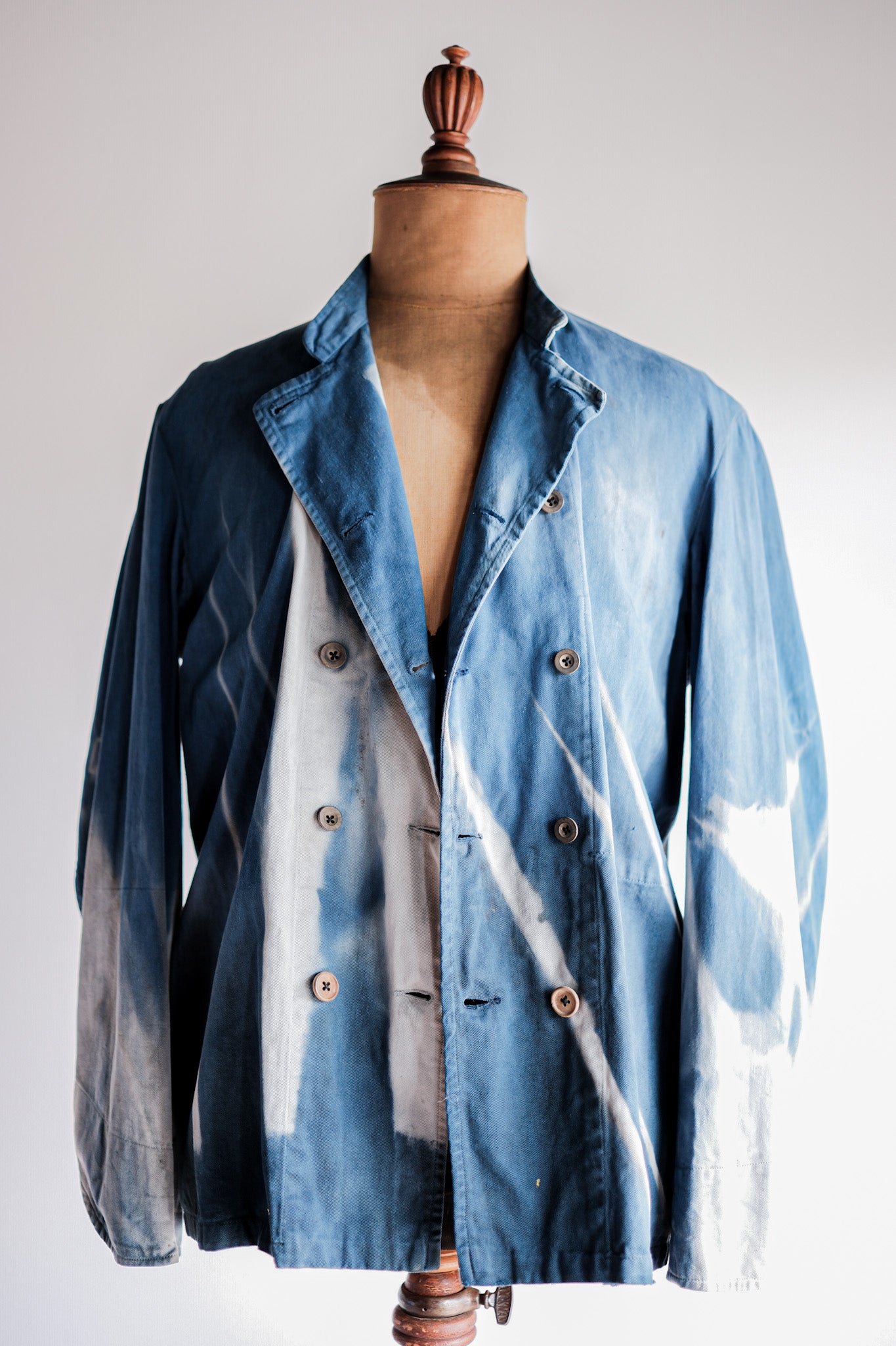 Veste de travail à double poitrine en coton indigo "Karim Hadjab" "4 Seasons"