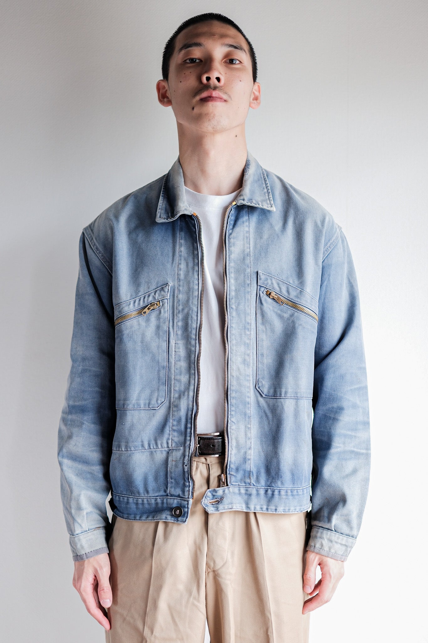 【~50’s】French Vintage Blue Cotton Twill Cyclist Jacket "Adolphe Lafont"