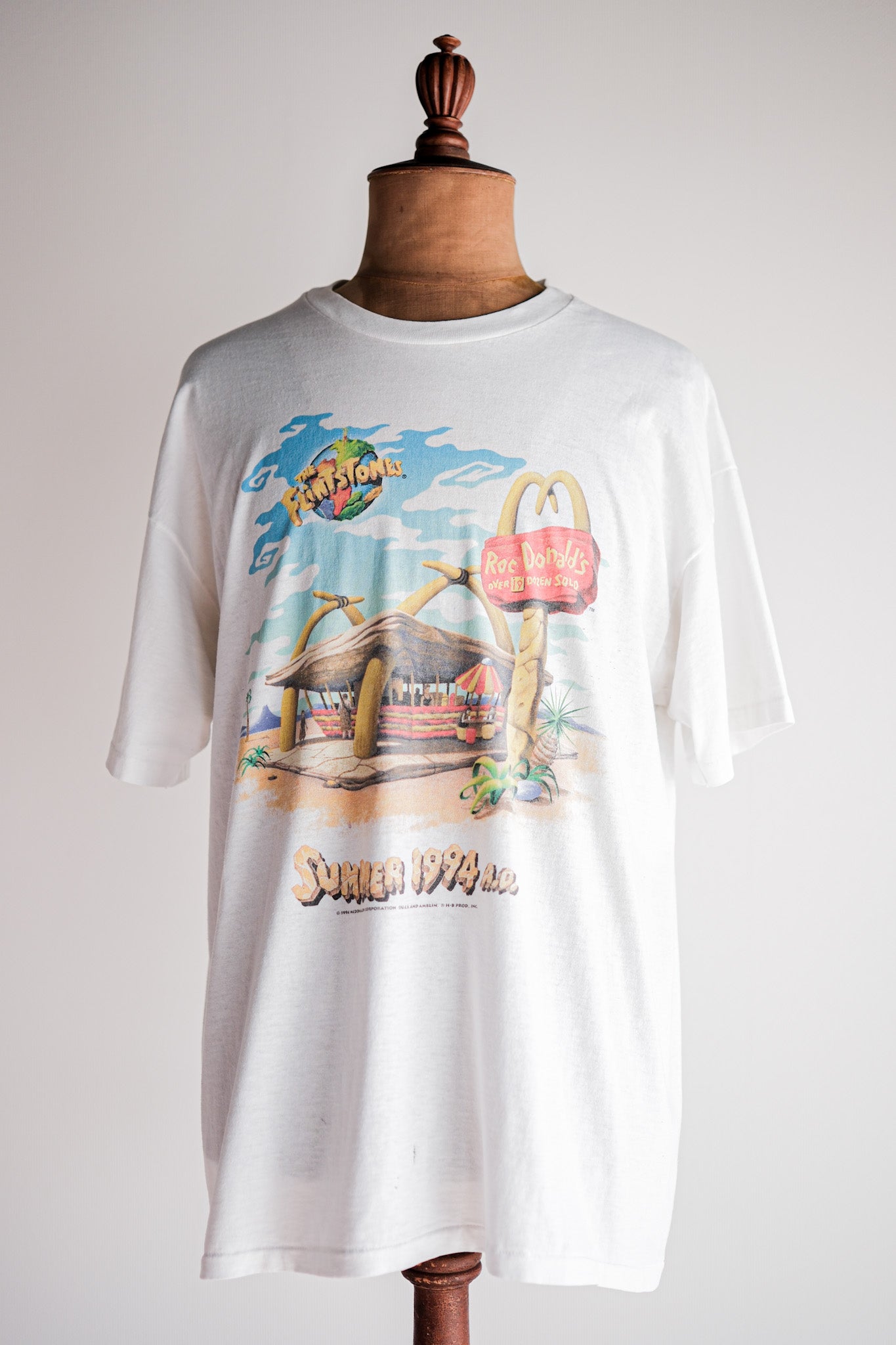 [~ 90 년대] 빈티지 영화 프린트 티셔츠 크기 .xl "플린트 스톤즈" "미국에서 만든"