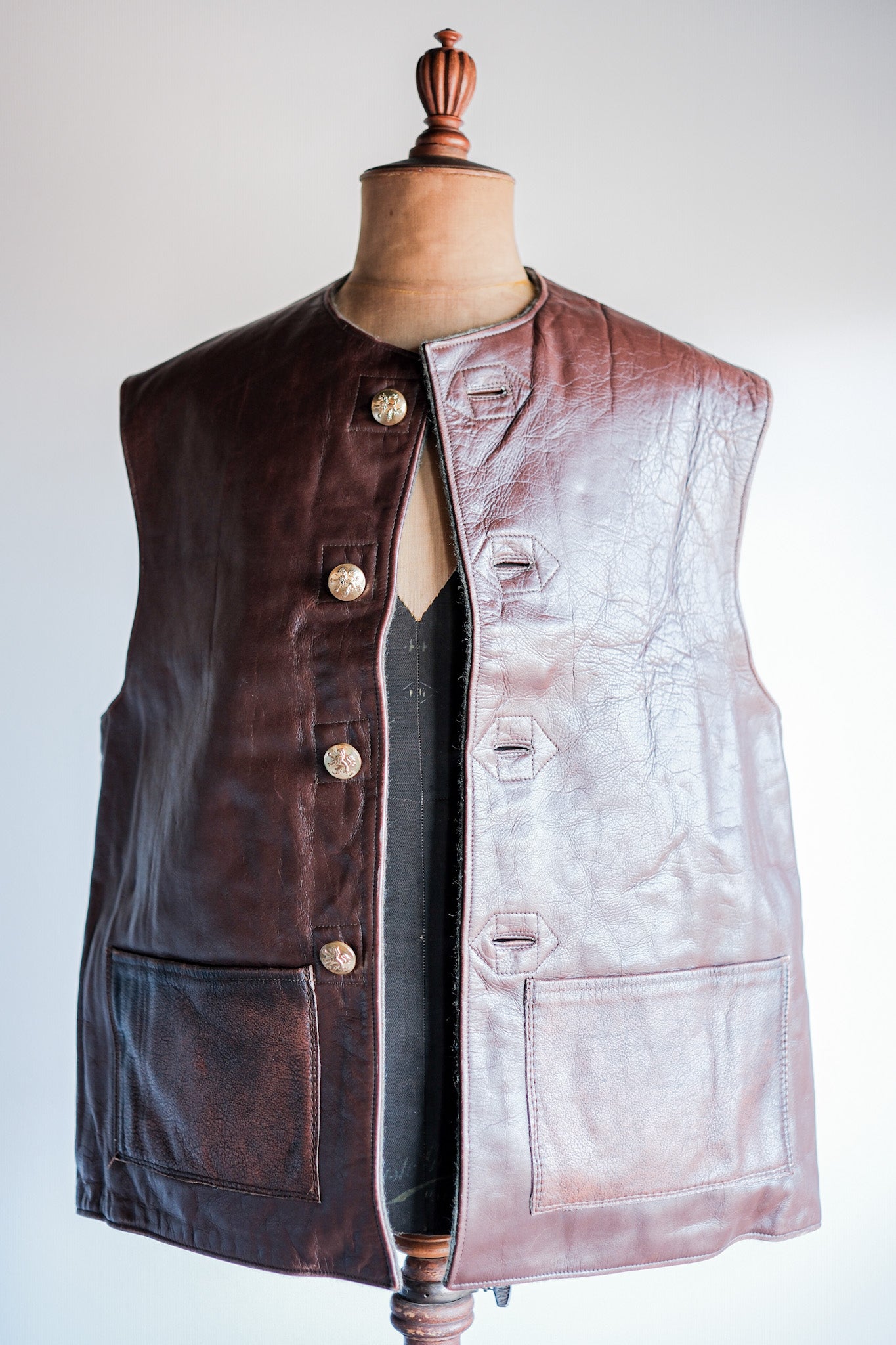 【~50's】Belgium Army Jerkin Leather Vest