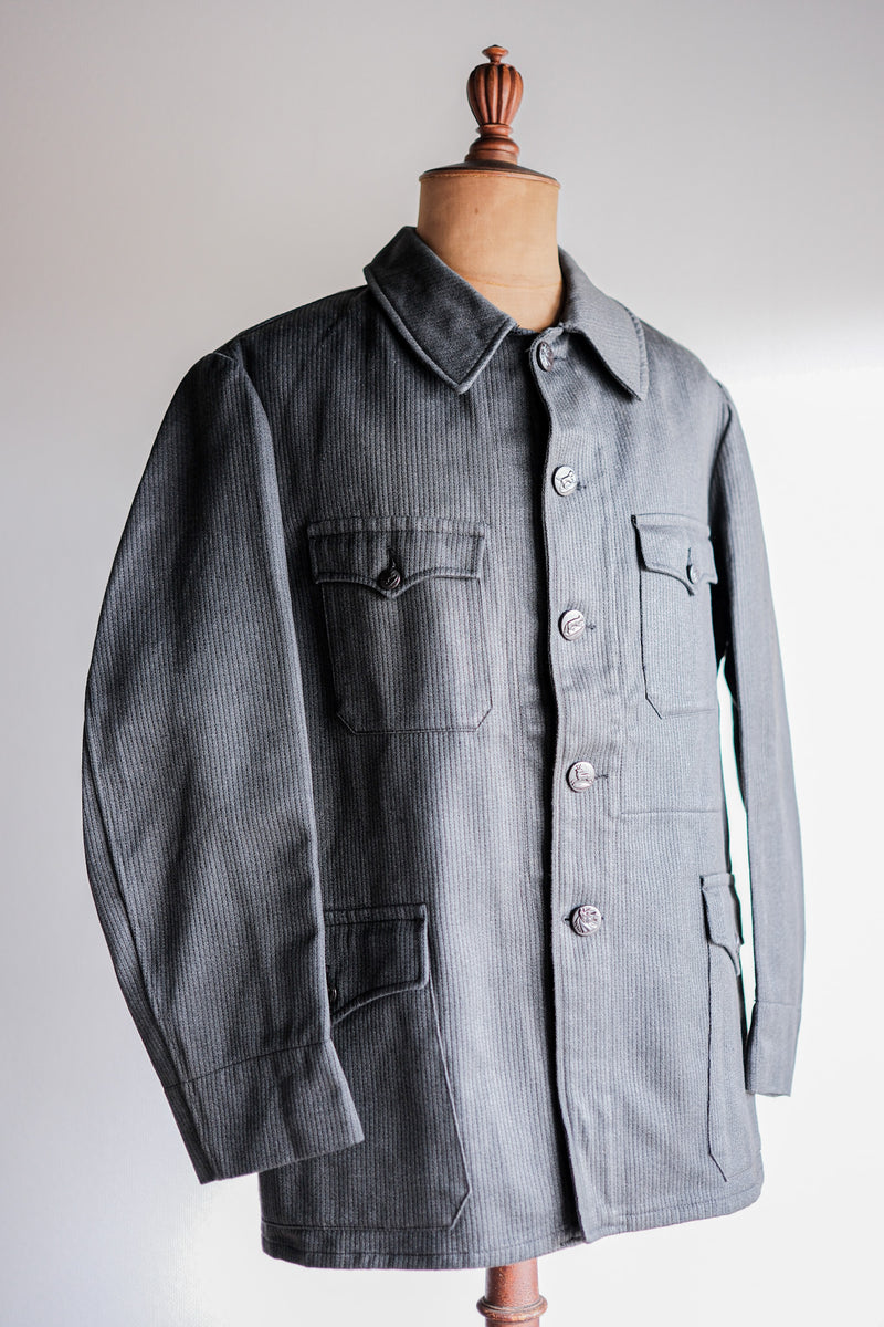 50's] French Vintage Gray Cotton Pique Hunting Jacket with China