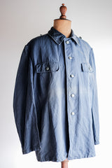 [~40's] เสื้อแจ็คเก็ตผ้าฝ้ายลาย Drillich Indigo ของกองทัพเรือเยอรมัน "Kriegsmarine"