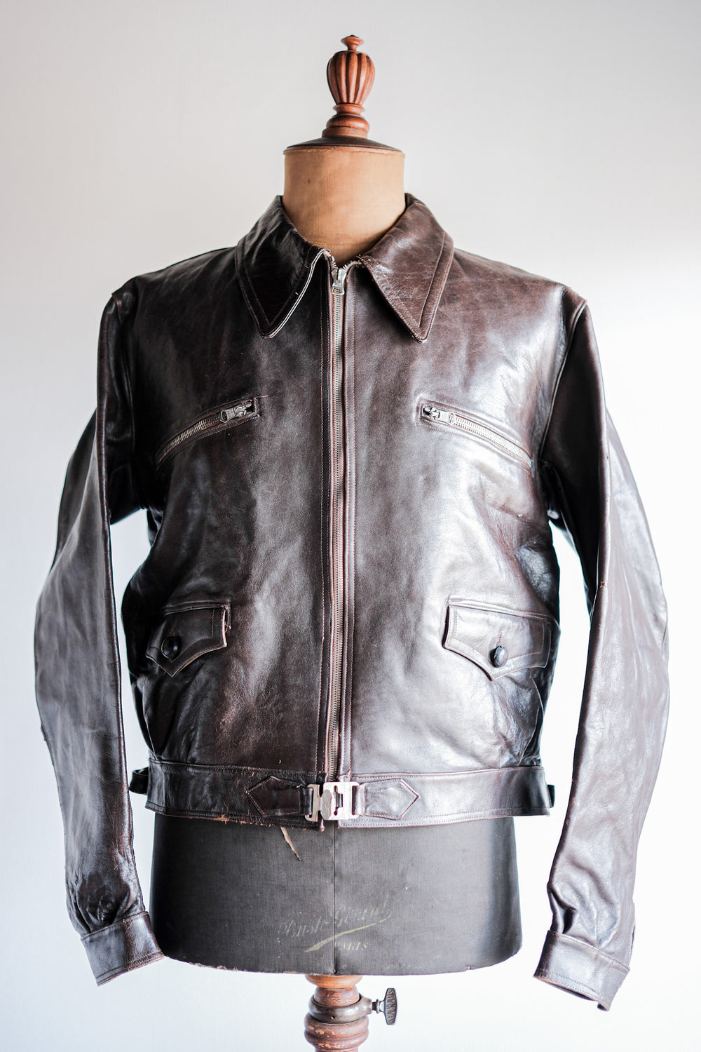 【~30's】French Vintage Hartmann Type Motorcycle Leather Jacket