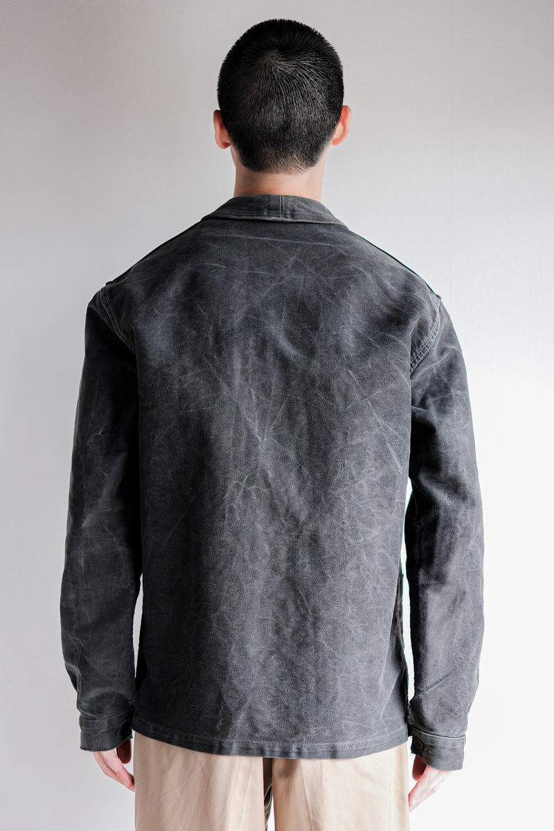 【~50's】French Vintage Black Moleskin Work Jacket Size.48 "Le BEAU-FORT"