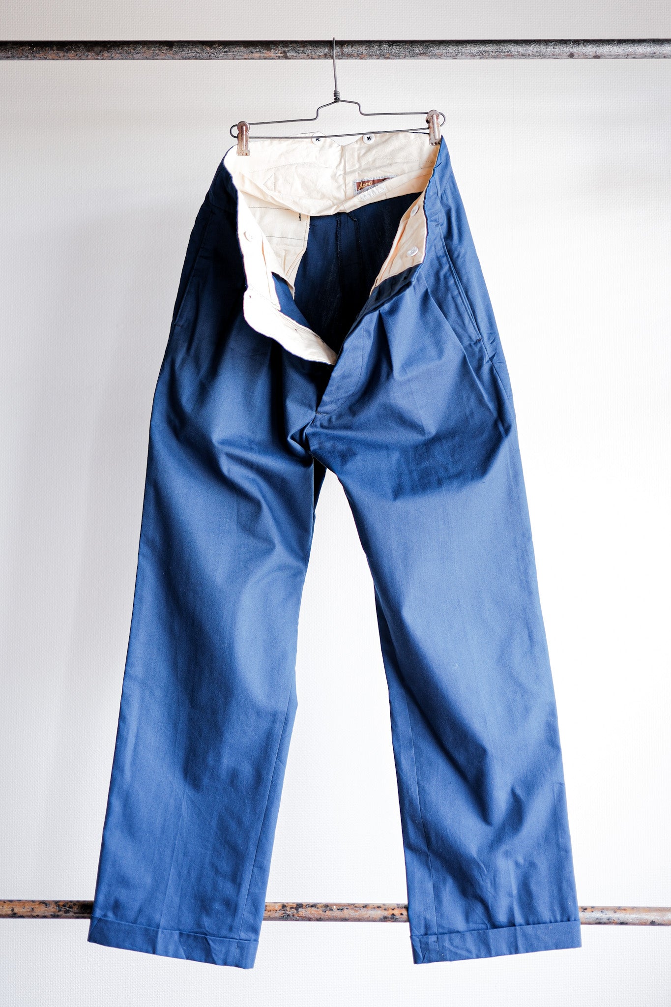 【~40's】British Vintage Blue Cotton Trousers "CC41" "Dead Stock"