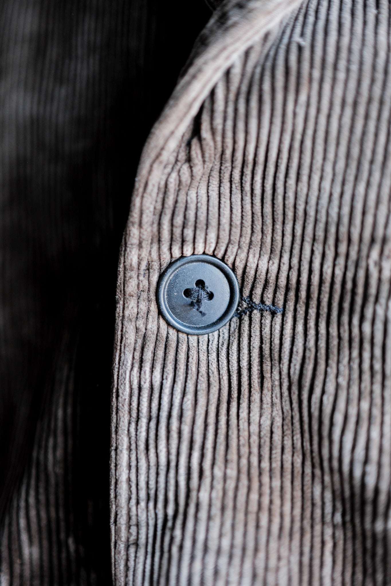 [〜40年代]法國復古棕色燈芯絨翻領工作夾克