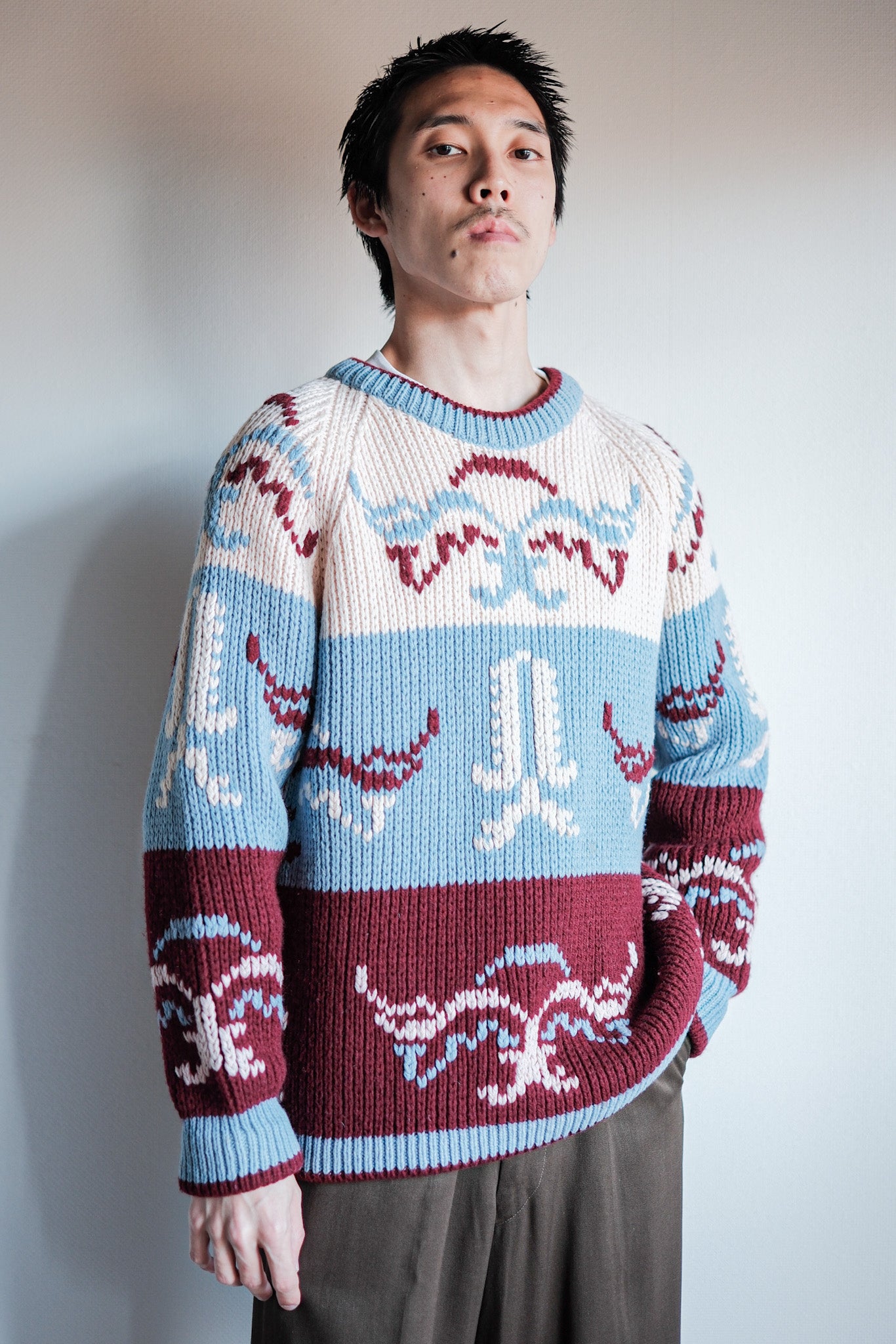 ［~60's］British Vintage Fisherman Crew Neck Wool Jumper "Handmade"