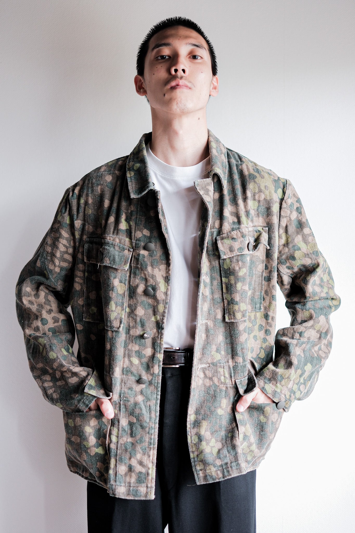 00's】German Waffen-SS Type Pea Dot Camouflage M44 HBT Field Jacket 