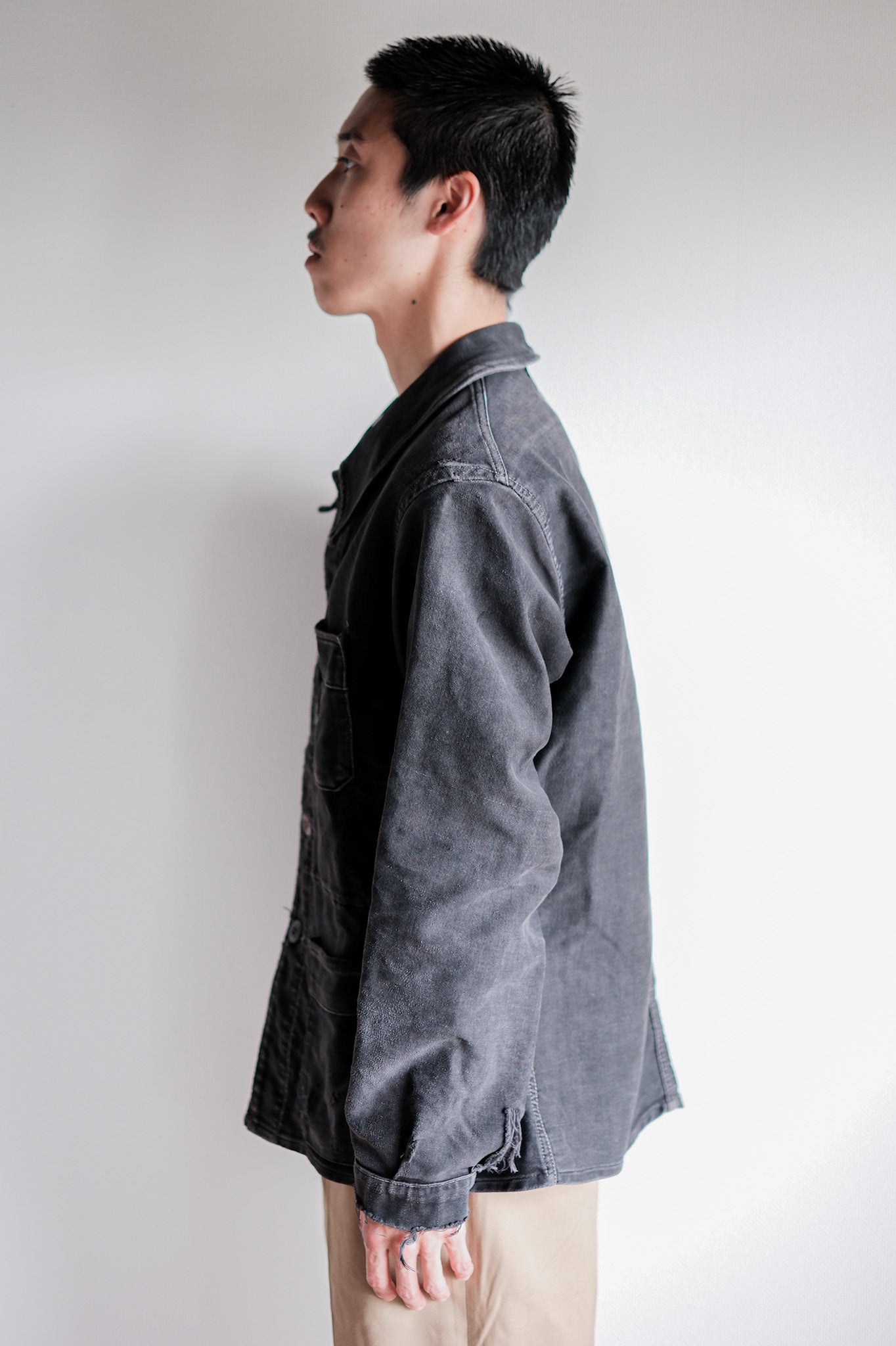 ［~40's］French Vintage Black Moleskin Work Jacket "Adolphe Lafont"