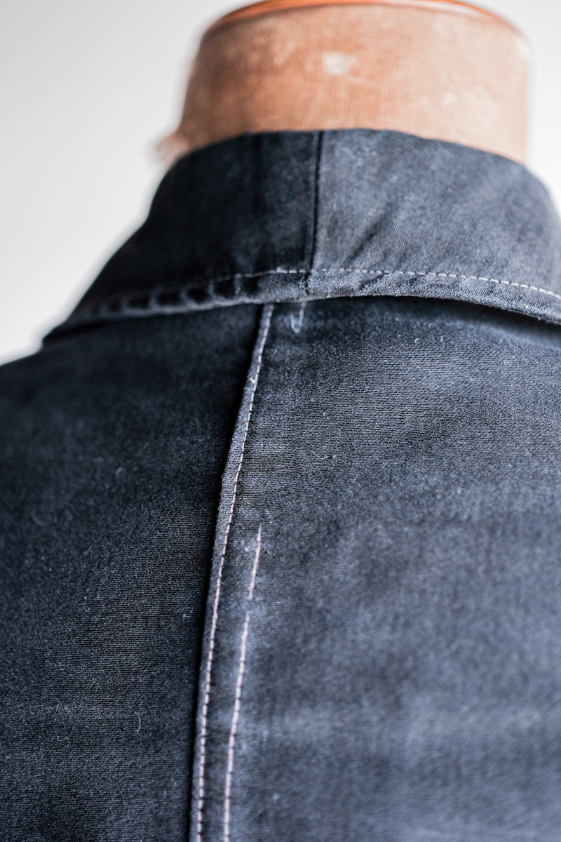 40's】French Vintage Black Moleskin Work Jacket 