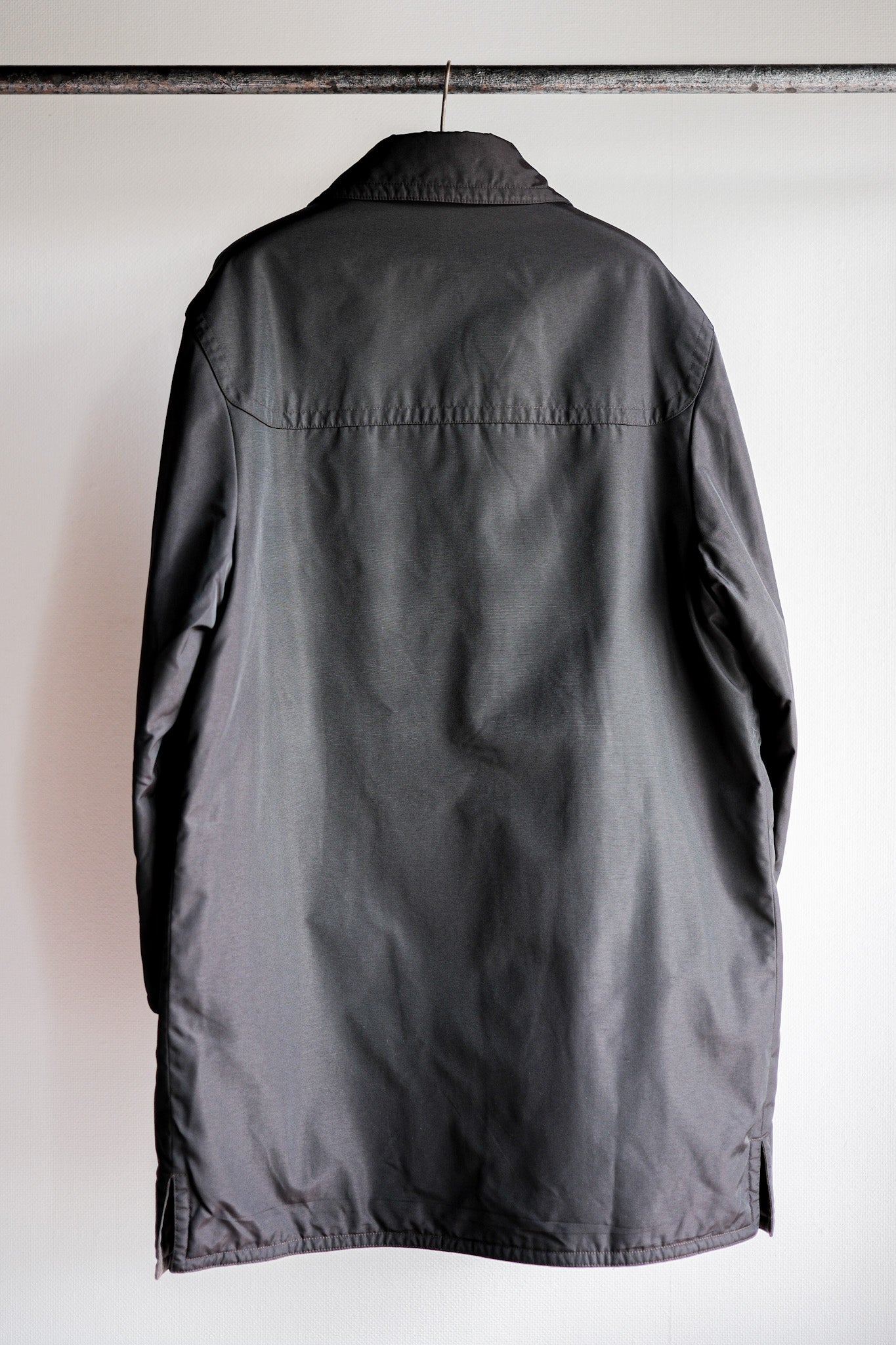 [~90 年代] 舊愛馬仕巴黎深棕色聚醯胺粗呢大衣尺寸 54